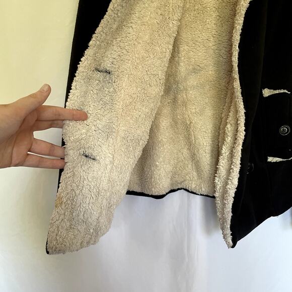 Me Jane fleece sherpa black white sweater button front FLAWS women's size M - Picture 5 of 9
